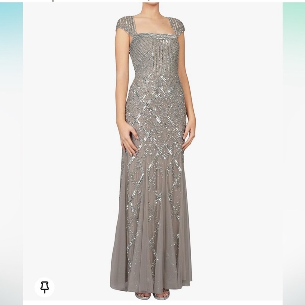 Adrianna Papell Women's Cap-Sleeve
Beaded Gown Size 2